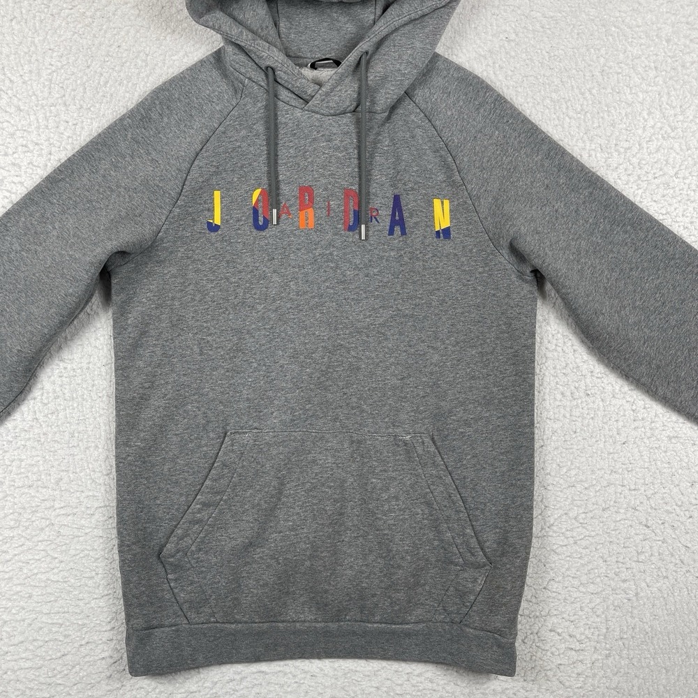 Jordan Pullover Hoodie Mens Small Gray‎ Multi-Color Graphic 23 Athletic Fleece - Picture 5 of 16